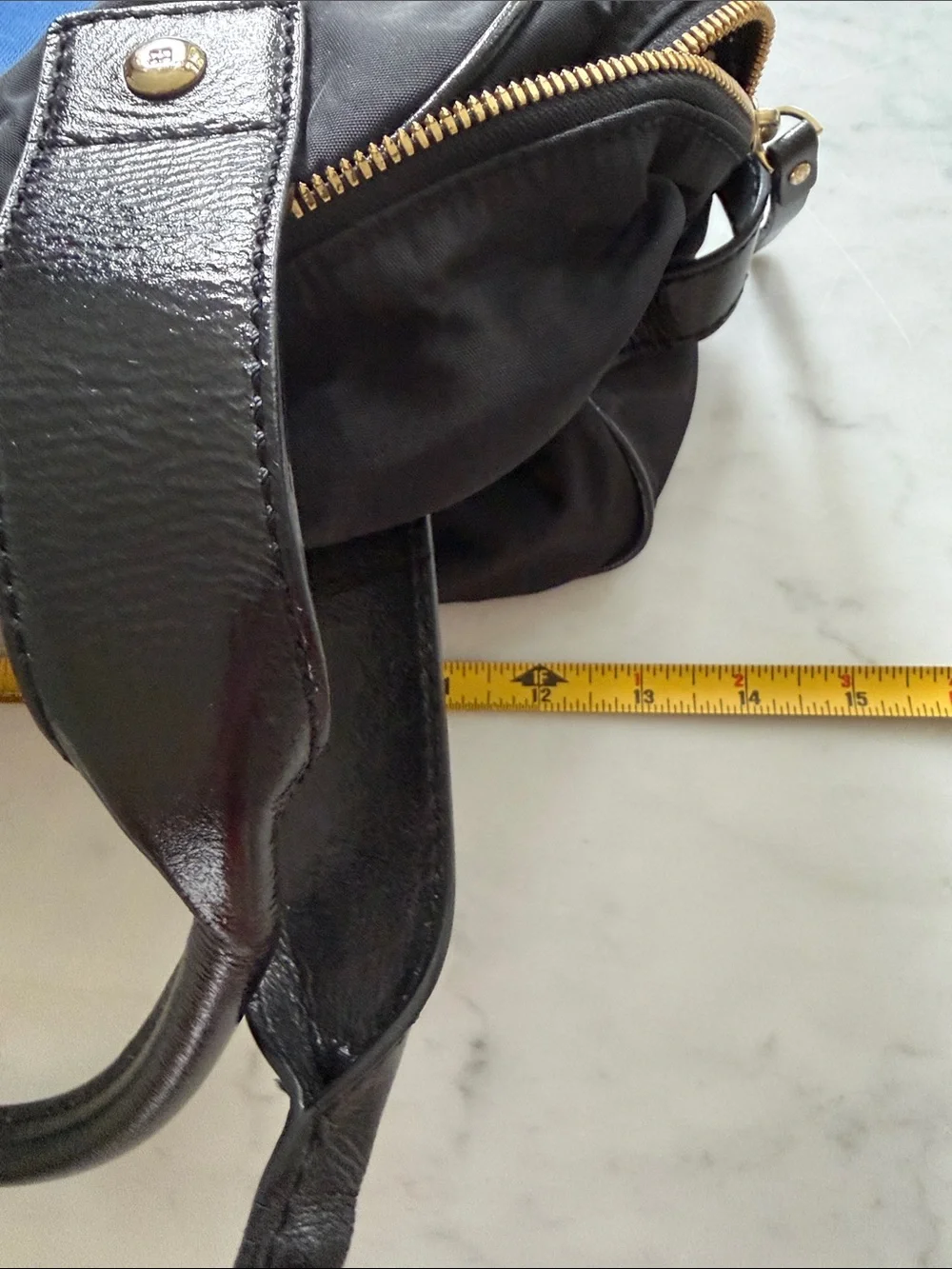 kate spade Black microfiber and leather Bag with Blue and Green Stripe